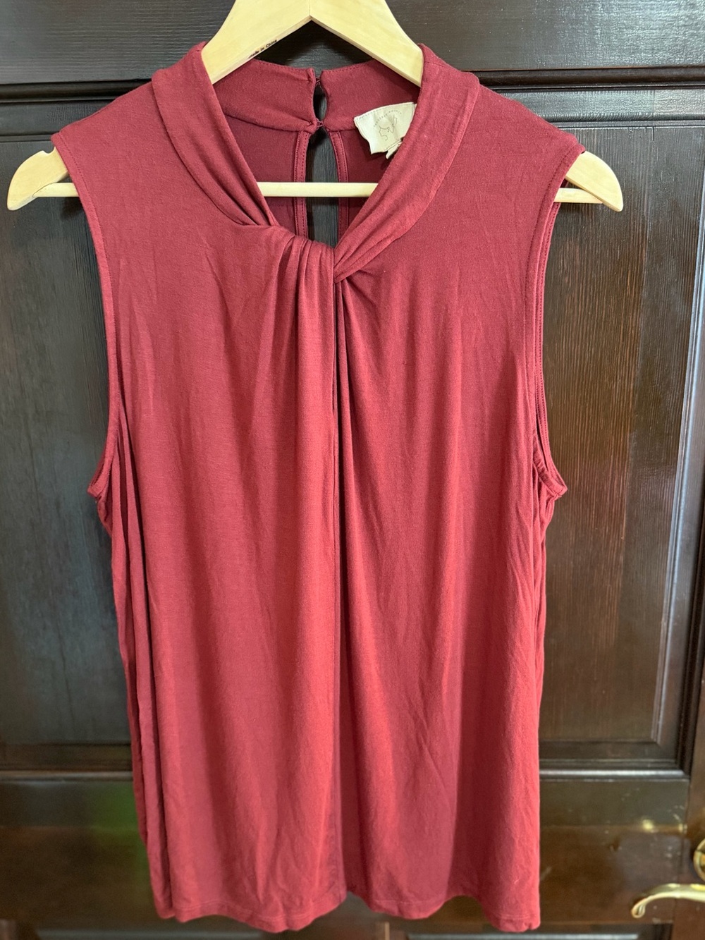 Anthropologie Vanessa Virginia High Neck Twist Tank Top - Rust Burgundy